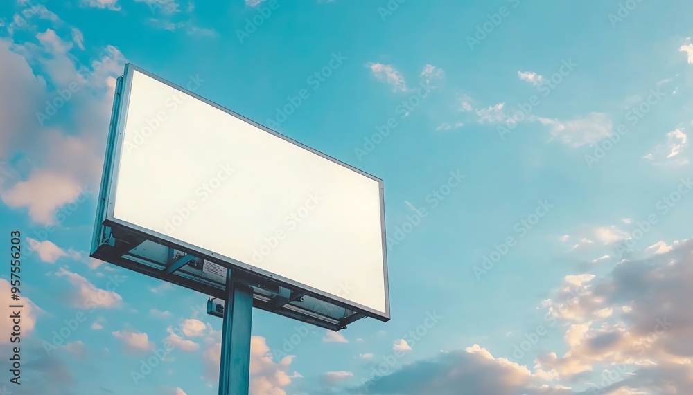 Blank Billboard with Cloudy Sky Background Blank Billboard with Cloudy Sky Background