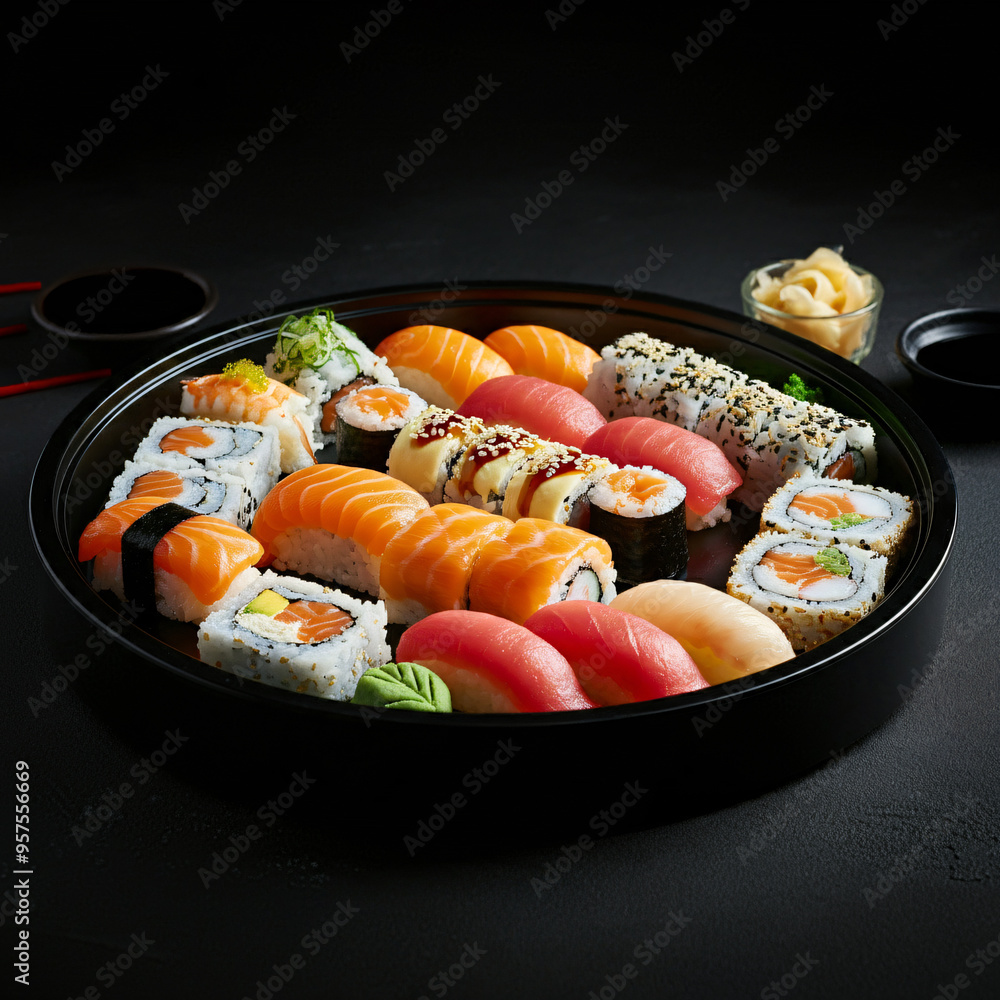 Sushi Platter with a Variety of Freshly Made Rolls Sushi Platter with a Variety of Freshly Made Rolls