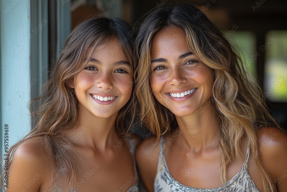 Smiling Mother and Daughter Smiling Mother and Daughter