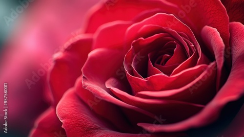 A close-up of a red rose in full bloom, symbolizing love and passion, perfect for Valentine's Day marketing