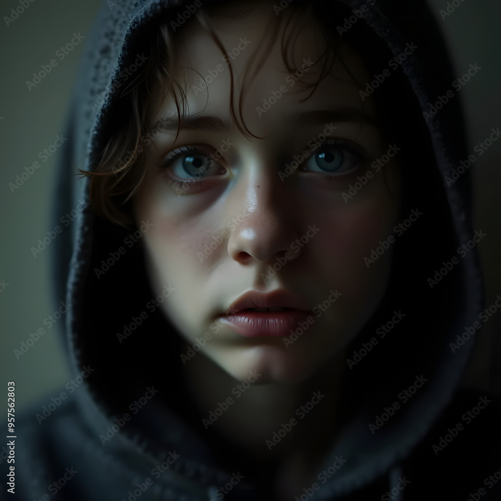 An emotional portrait featuring a person with a deep and meaningful expression, focusing on the eyes filled with emotion. filled by sorrow or hope feeling An emotional portrait featuring a person with a deep and meaningful expression, focusing on the eyes filled with emotion. filled by sorrow or hope feeling