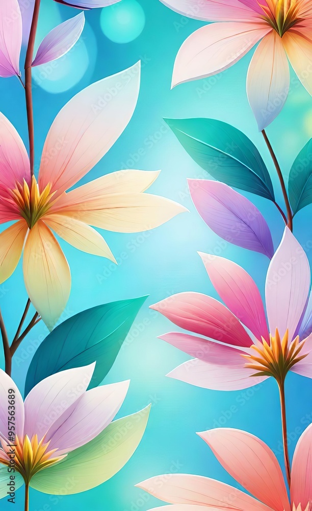 Fototapeta premium seamless background with flowers