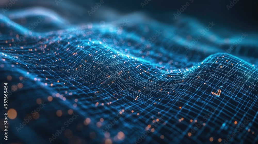 A futuristic digital grid with flowing data lines, representing technological operations, AI, and data transmission. A futuristic digital grid with flowing data lines, representing technological operations, AI, and data transmission.