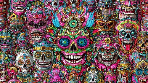 Colorful Skull Pattern with Detailed Ornaments