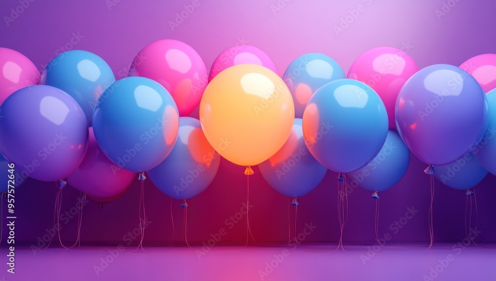 Colorful Balloons Against a Purple Background Colorful Balloons Against a Purple Background