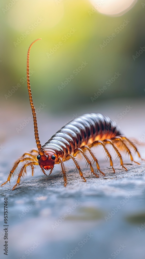 Obraz premium centipede isolated on paper background