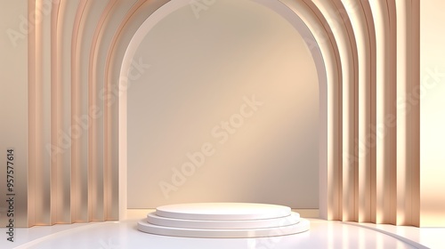 beige, gold tone color background with small podium, 골드, 베이지, 화이트, 단상, 포디움 01