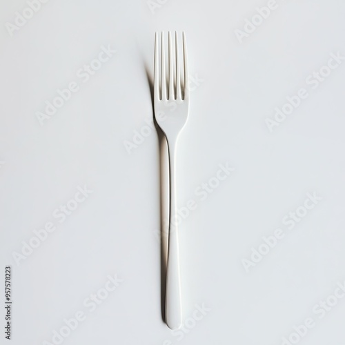 White Plastic Fork on White Background