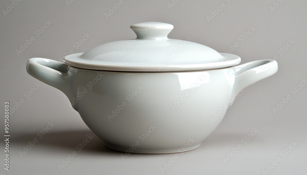White Ceramic Serving Dish with Lid and Handles White Ceramic Serving Dish with Lid and Handles