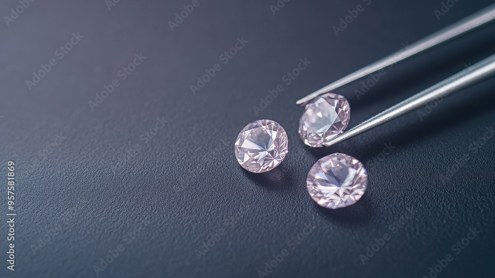Close-up of exquisite pink gemstones displayed on a dark surface, perfect for showcasing luxury and elegance in jewelry design. Close-up of exquisite pink gemstones displayed on a dark surface, perfect for showcasing luxury and elegance in jewelry design.