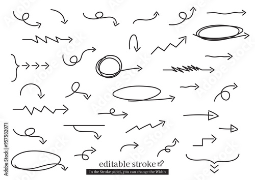 手書きのシンプルな矢印セット