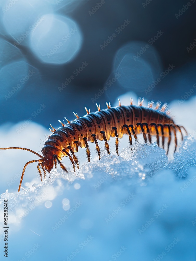 Fototapeta premium centipede isolated on winter background