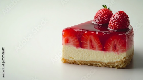 Strawberry Cheesecake with Red Glaze and Fresh Strawberries