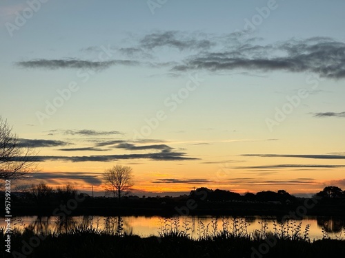 sunset over the river