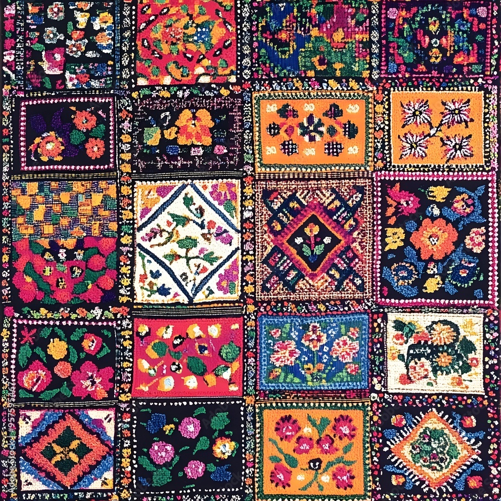 92. **Syrian textile pattern with intricate, colorful designs.** 92. **Syrian textile pattern with intricate, colorful designs.**