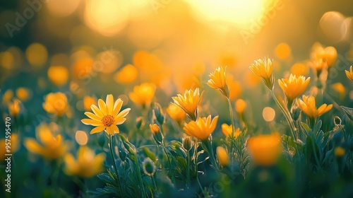 spring wild flower field background