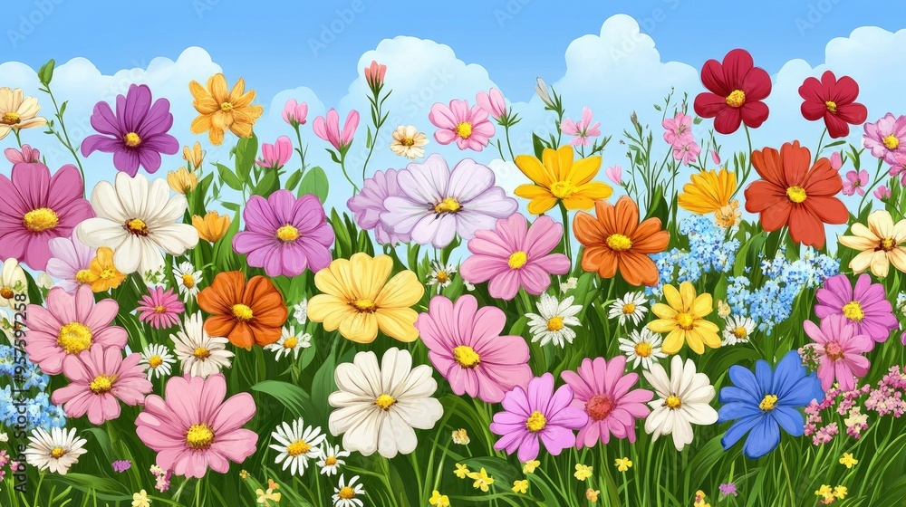 spring wild flower field background spring wild flower field background