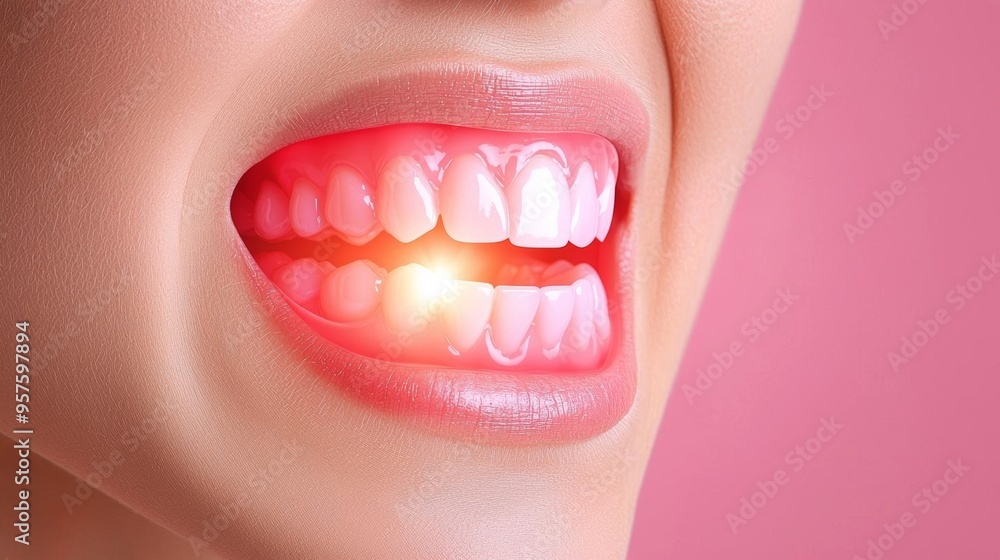 Obraz premium An individual with dental pain using a numbing gel and visiting the dentist for further care