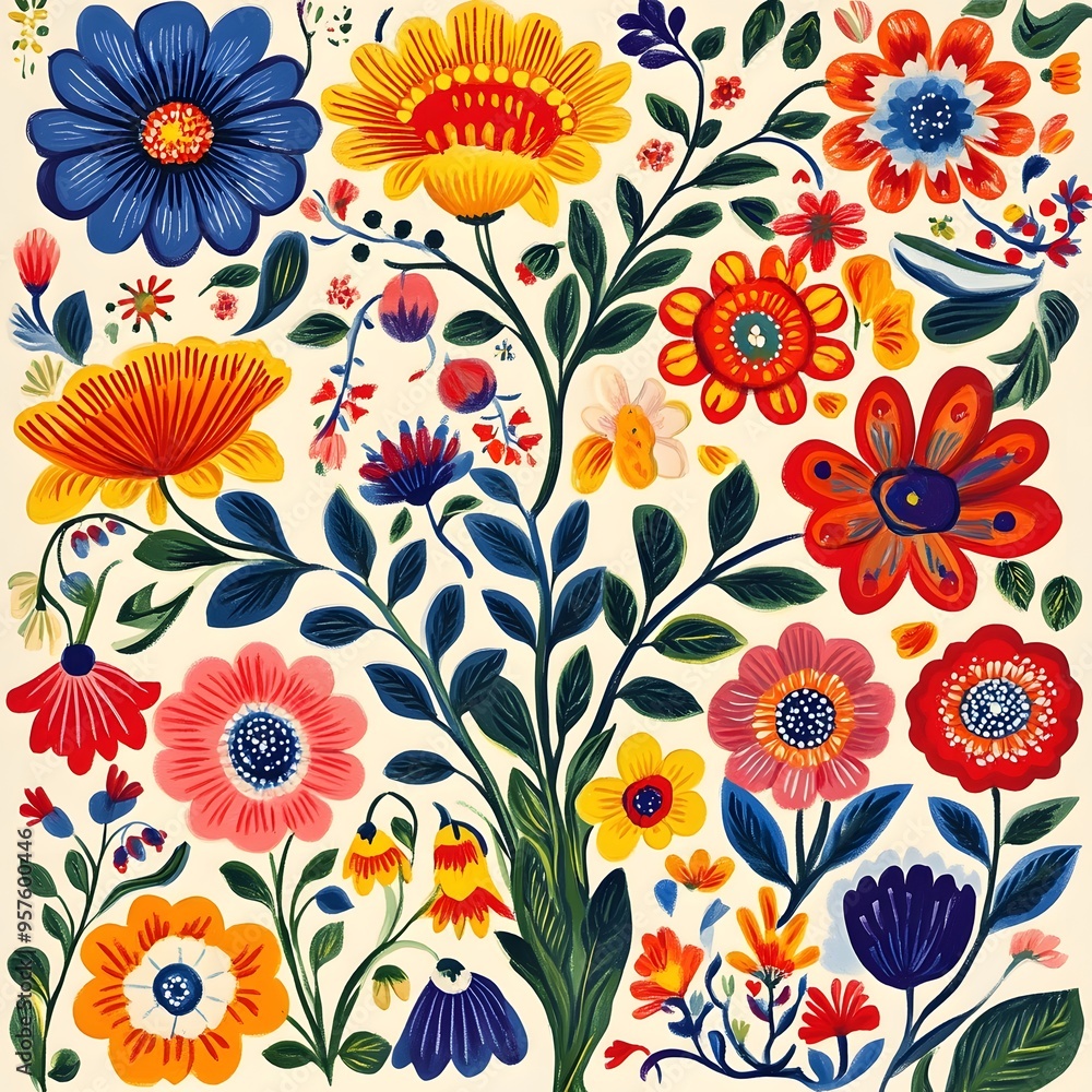 80. **Czech folk art pattern with bright, floral designs.** 80. **Czech folk art pattern with bright, floral designs.**