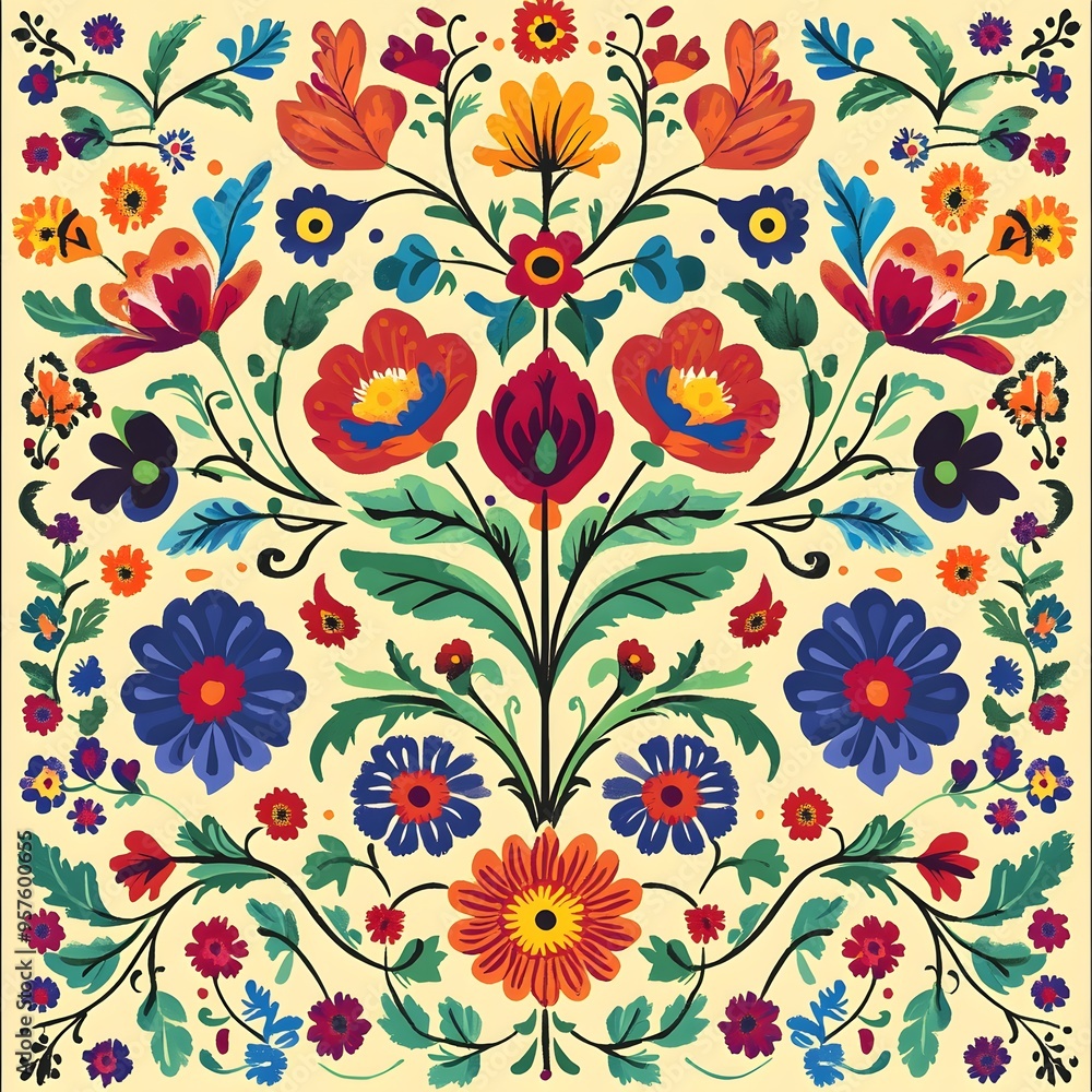 80. **Czech folk art pattern with bright, floral designs.** 80. **Czech folk art pattern with bright, floral designs.**