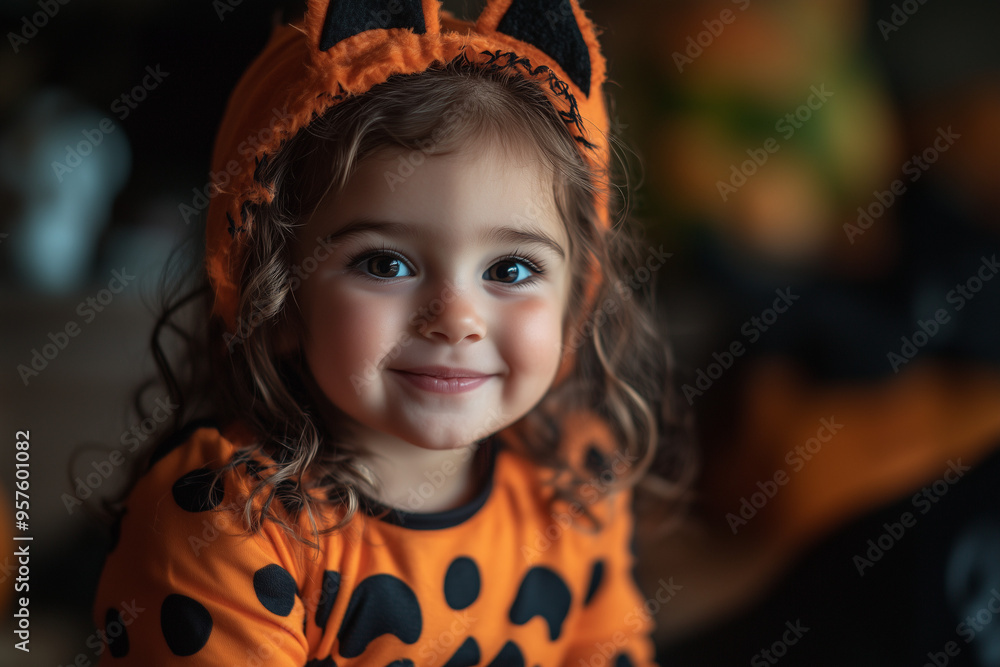 Little Girl Wearing Halloween Costume Ready to Trick-or-Treat Little Girl Wearing Halloween Costume Ready to Trick-or-Treat