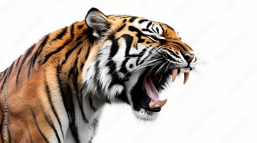 Roaring tiger isolated of transparent background. png. digital art. Tiger. Illustration Roaring tiger isolated of transparent background. png. digital art. Tiger. Illustration