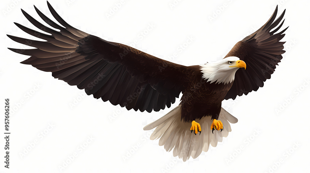 American bald eagle in flight isolated on a transparent background - generative ai transparent png. Eagle. Illustration American bald eagle in flight isolated on a transparent background - generative ai transparent png. Eagle. Illustration