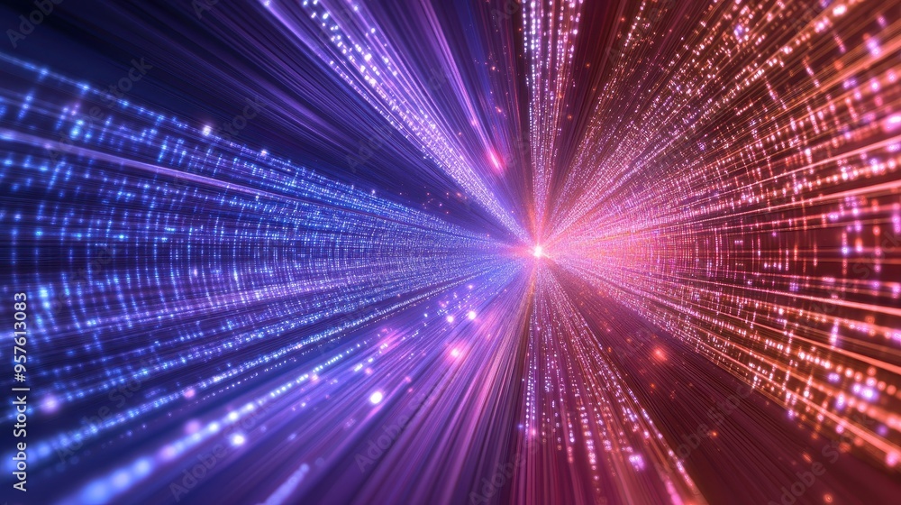 Abstract Purple and Red Light Tunnel - Futuristic Technology Background. Abstract Purple and Red Light Tunnel - Futuristic Technology Background.