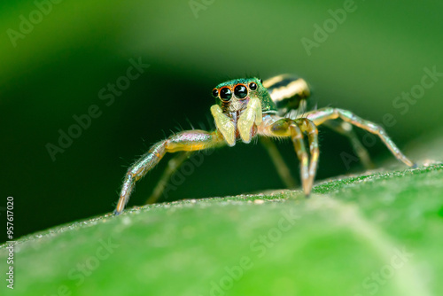 Wallpaper Mural Jumping spider on green leaf. Torontodigital.ca
