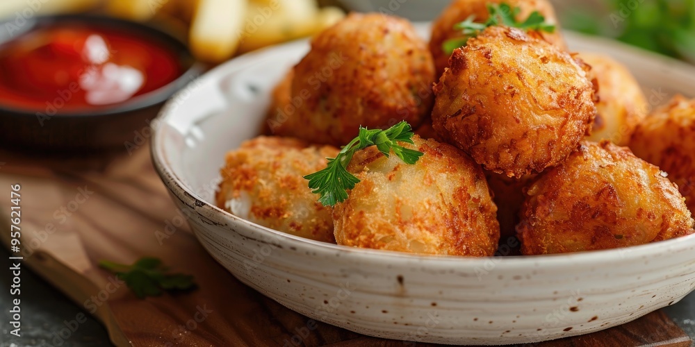 Potato Croquettes with Red Sauce Potato Croquettes with Red Sauce