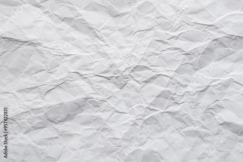 Crumpled paper white texture background