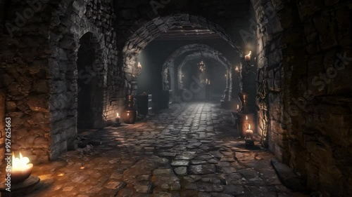 Dungeon catacomb evoking mystery and spookiness video halloween