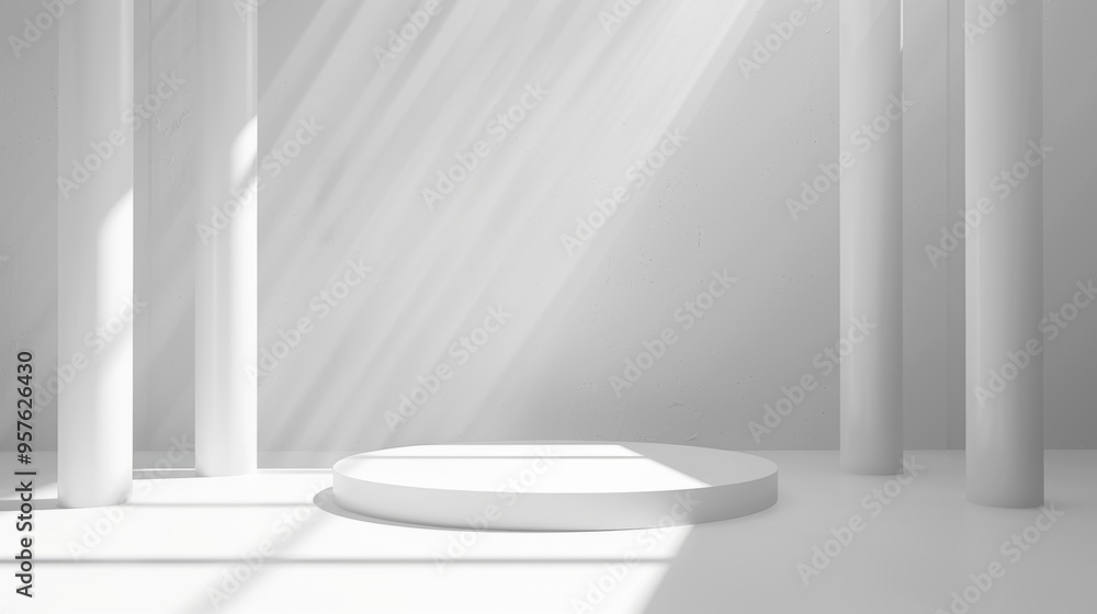 Abstract minimal scene. White podium for product presentation. Abstract minimal scene. White podium for product presentation.