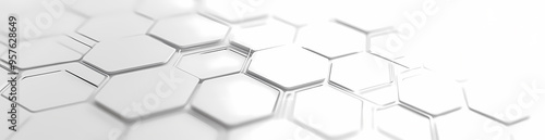 Minimalistic hexagon pattern in white and gray on background