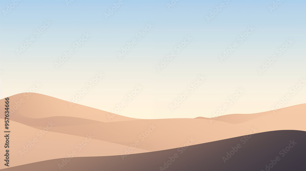 Desert Sand Dunes Under Blue Sky Digital Illustration Desert Sand Dunes Under Blue Sky Digital Illustration