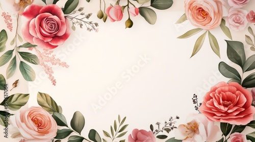 Mughal Garden Wedding Invitation - Watercolor Floral Frame - Save the Date