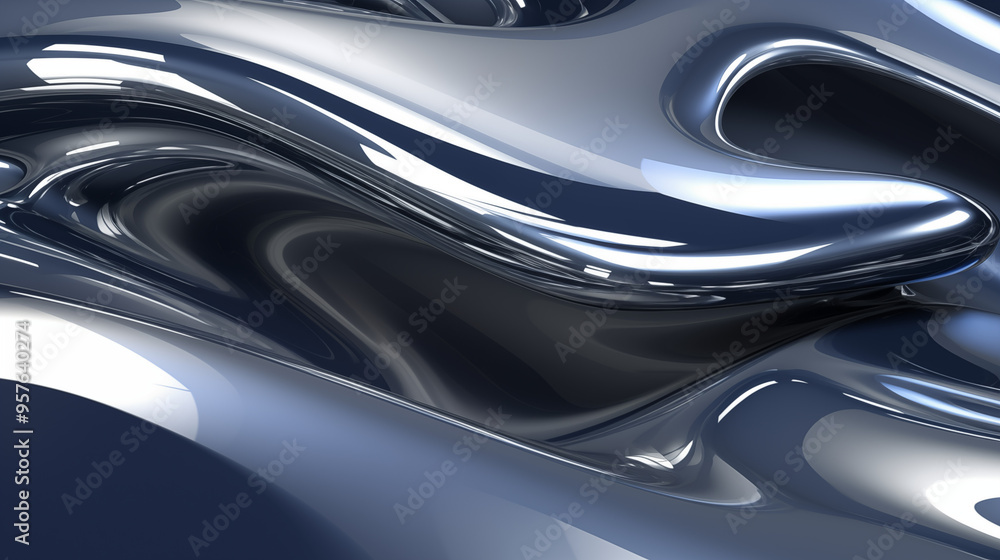 Abstract Flowing Liquid Metal Surface with High Gloss Finish Abstract Flowing Liquid Metal Surface with High Gloss Finish