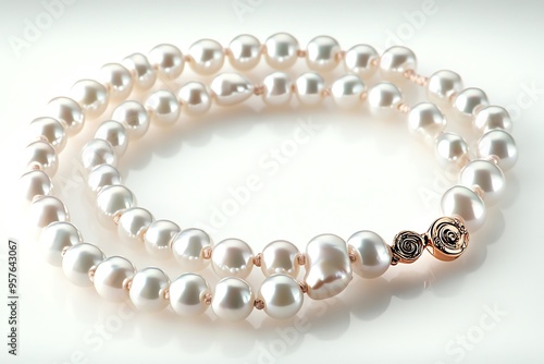 A White Pearl Necklace with a Gold Clasp