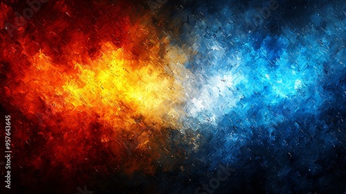 Abstract Digital Painting of Fire and Ice