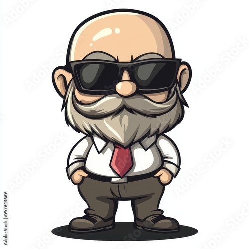 Cartoon Boy Businessman Character with Glasses Vector Illustration