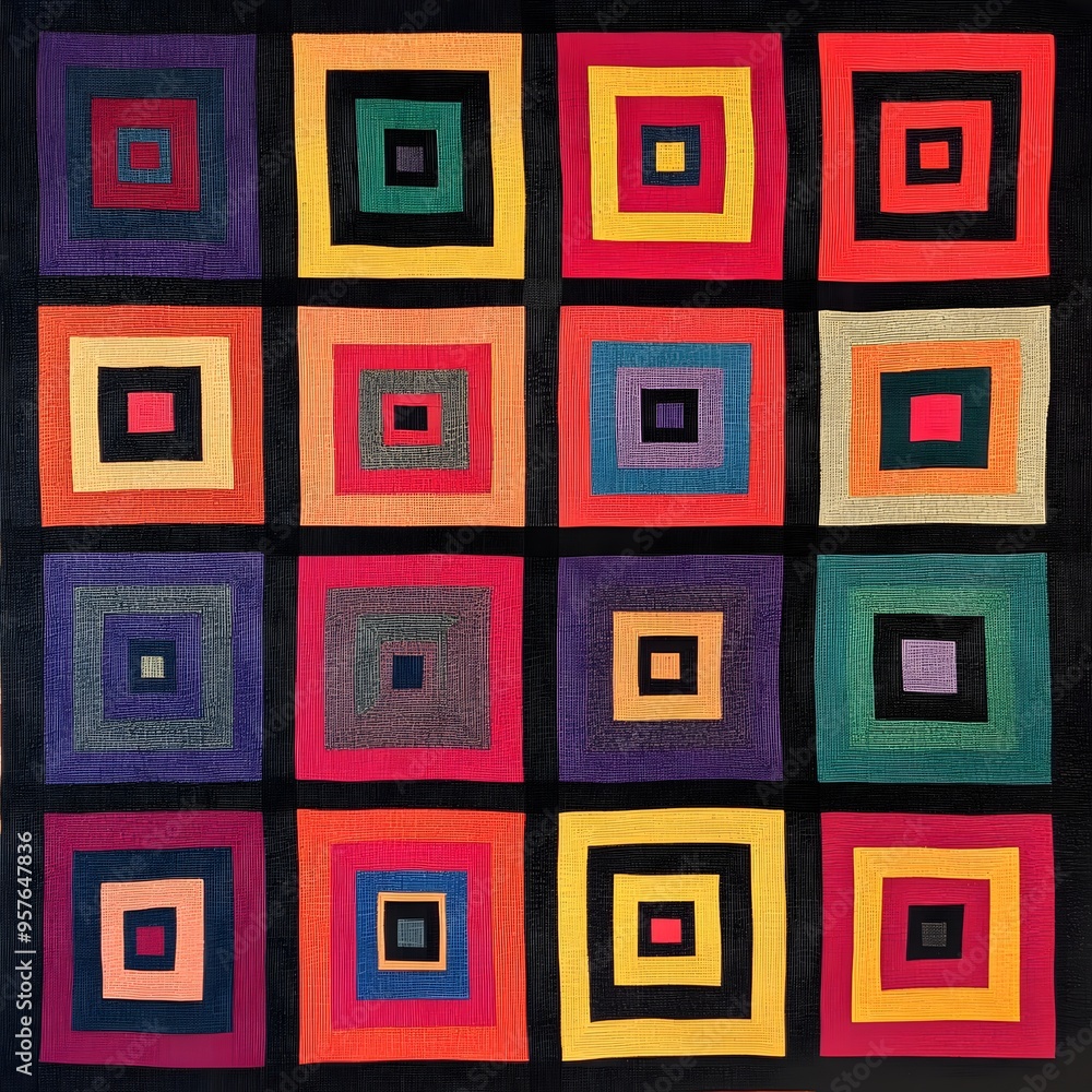 20. **Welsh tapestry pattern with interlocking squares and bold colors.** 20. **Welsh tapestry pattern with interlocking squares and bold colors.**