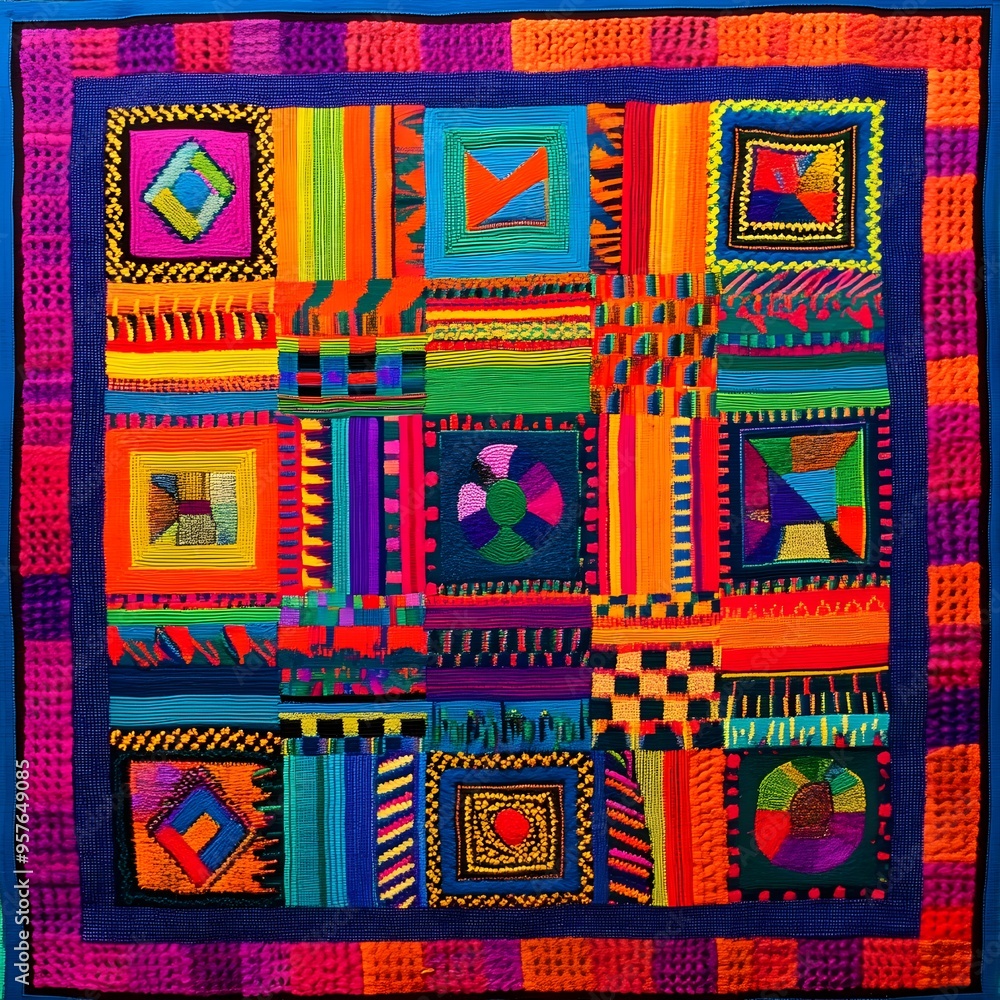 14. **Traditional Guatemalan Mayan weaving pattern with bright colors.** 14. **Traditional Guatemalan Mayan weaving pattern with bright colors.**