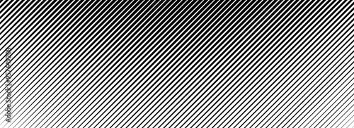 Slant line halftone gradation texture. Fading diagonal stripe gradient background. Vector oblique pattern backdrop. Black thin parallel line vanish wallpaper for overlay, print, cover, graphic design
