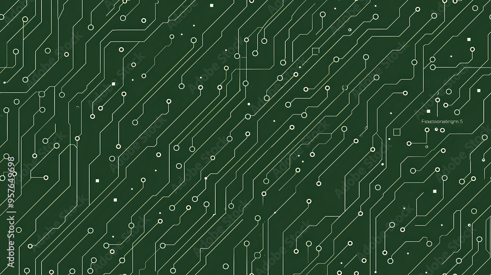 An intricate dark green circuit board pattern with white lines and connections, representing technology and electronics. Ideal for digital, tech, and futuristic-themed designs.
An intricate dark green circuit board pattern with white lines and connections, representing technology and electronics. Ideal for digital, tech, and futuristic-themed designs.