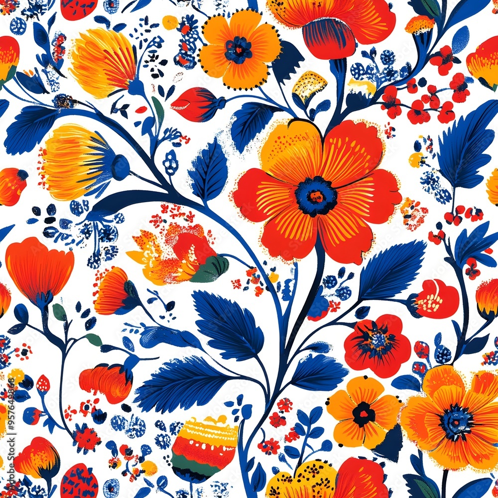 15. **Russian folk art pattern with floral motifs and bold colors.** 15. **Russian folk art pattern with floral motifs and bold colors.**