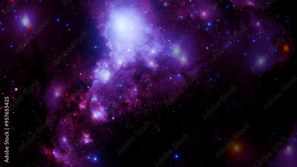 Naklejka premium Cosmic Starry Nebula Background – Vivid Space Landscape