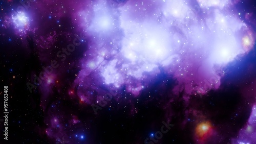 Vivid Galactic Nebula with Bright Stars in Outer Space