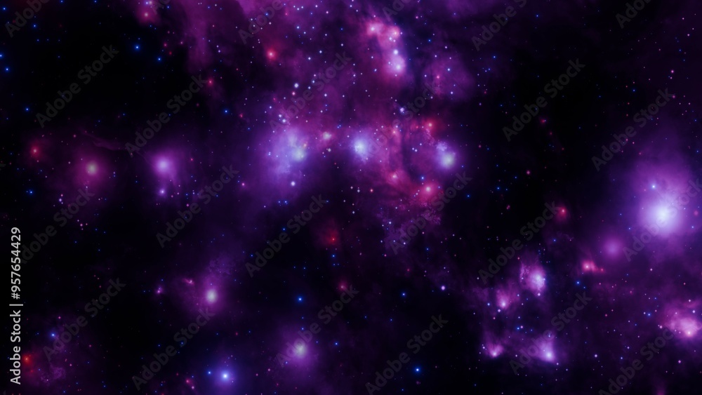 Vivid Galactic Nebula with Bright Stars in Outer Space Vivid Galactic Nebula with Bright Stars in Outer Space