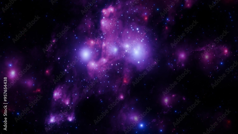Fototapeta premium Realistic Galaxy Nebula with Bright Stars and Space Clouds