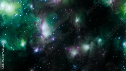 Realistic Colorful Nebula and Stars in Deep Space